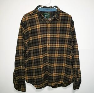 Woolrich Green Plaid Flannel Long Sleeve Button Down Size Large
